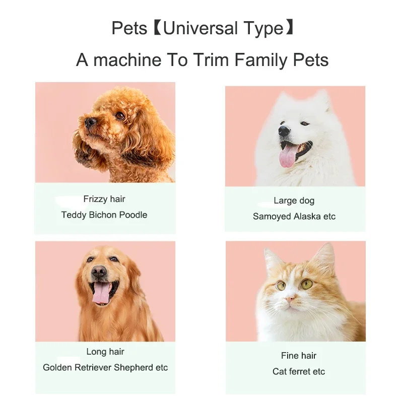 مقلمة الحيوانات الأليفة الكهربائية الحيوانات الأليفة الشعر المتقلب ماكينة حلاقة قابلة للشحن كلب القط منخفضة الضوضاء مقص الشعر التهيأ ماكينة حلاقة قطع آلة مجموعة
