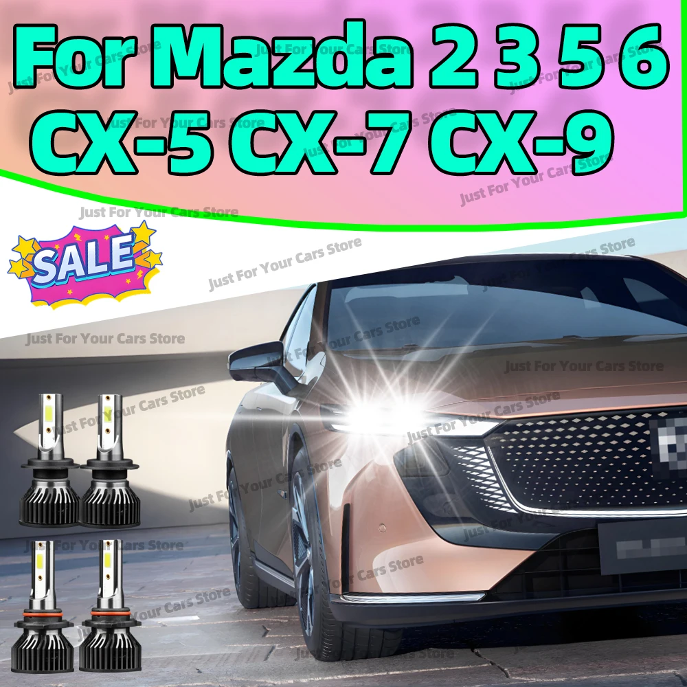 

2/4Pcs High Low Beam For Mazda 3 Sport 2010-2017 For Mazda 2 5 6 CX-5 CX-7 CX-9 2013-2016 Turbo LED Headlight Bulbs 12V 6000K
