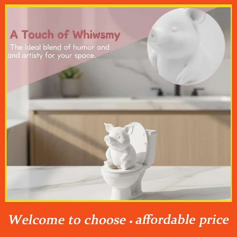 #1PC Cute 3D Printed Pig Toilet Wall Decor Fine Craftsmanship Perfect For Bathroom Home Decoration Funny Gift