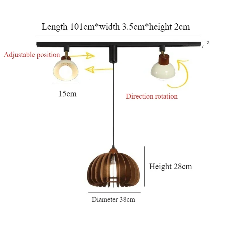 SANDYHA Moderno Simples Luzes Pingente Retro Restaurante Pista Spotlight Woodcraft Design Pendurado Lustre Sala de estar Decoração de Casa