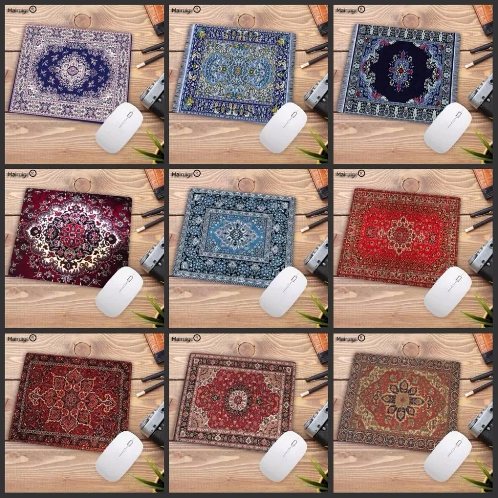 Tea cup pad, Persian carpet-style mouse pad, computer small mouse pad, patterned office rubber pad, 22x18 cm non-slip pad, deskt