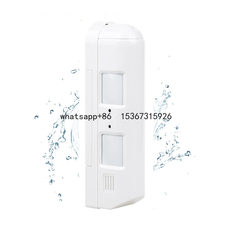 

Wired Curtain PIR Motion Detector Dual Infrared Detector Outdoor Waterproof 24M Detection Range Built-in Buzzer Alarm 70dB Sound