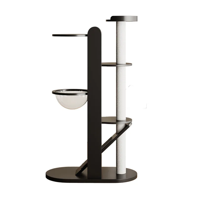 Solid wood cat game tower with large scratch column