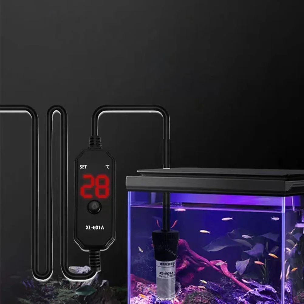 

USB Mini Aquarium Heater Adjustable Submersible Fish Tank Heater 20W/25W Digital Display External Temperature Controller 18-34°C