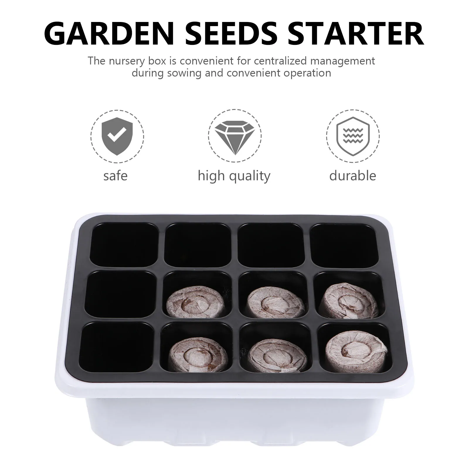 

12pcs Nursery Box Soil Block Starter Tray Hole Garden Grow Trays Clear Germination Dome Planting Reusable Promote Root