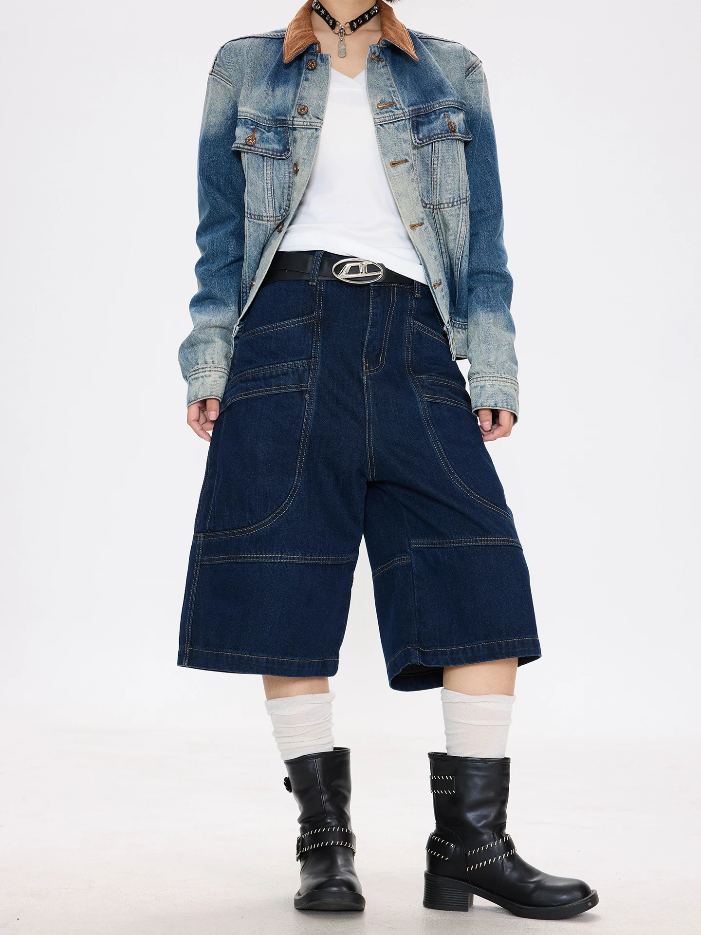 

Джинсы женские Waed в американском ретро-стиле, прямые, до колена, тонкие, широкие, повседневные, свободного кроя, летние