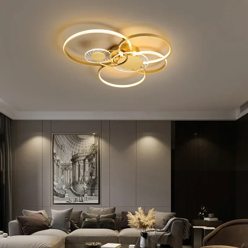 Moderne Led Toroïdale Plafondverlichting Voor Woonkamer Eetkamer Slaapkamer Keukenlamp Oppervlak Goud Interieur Glans Armaturen Verlichting