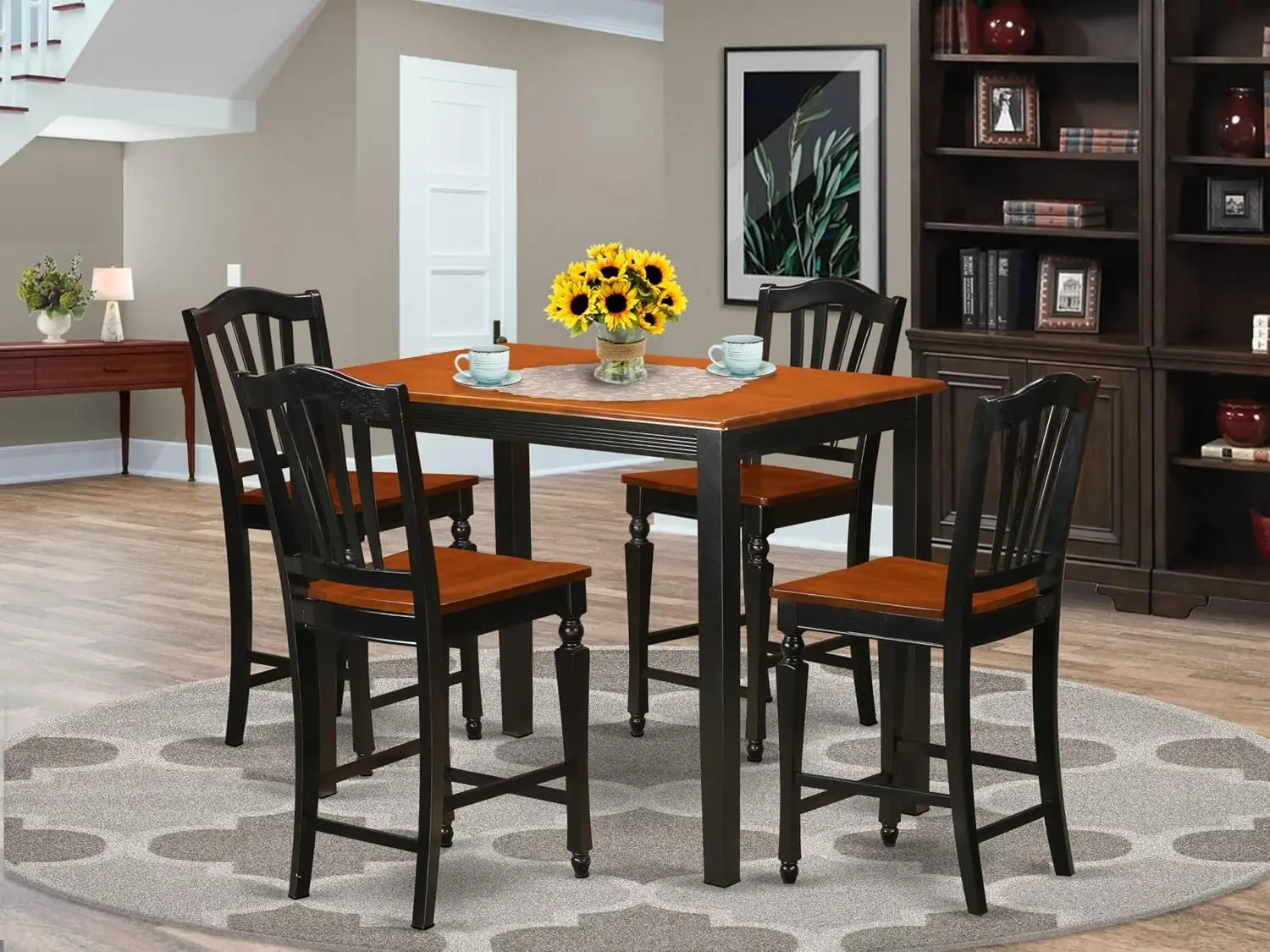 5 Piece Counter Height Dining Table Set Includes a Rectangle Kitchen Table and 4 Dining Room Chairs,, Customized