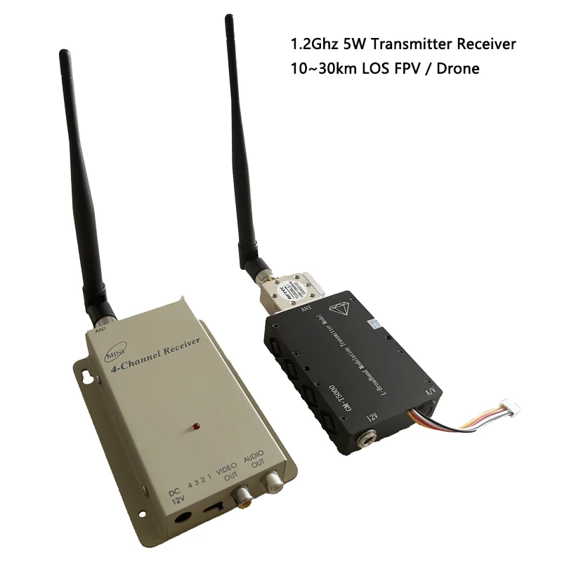 1.2Ghz 30km UAV FPV Video Link 5W 1200Mhz trasmettitore e ricevitore AV Wireless con 4 canali