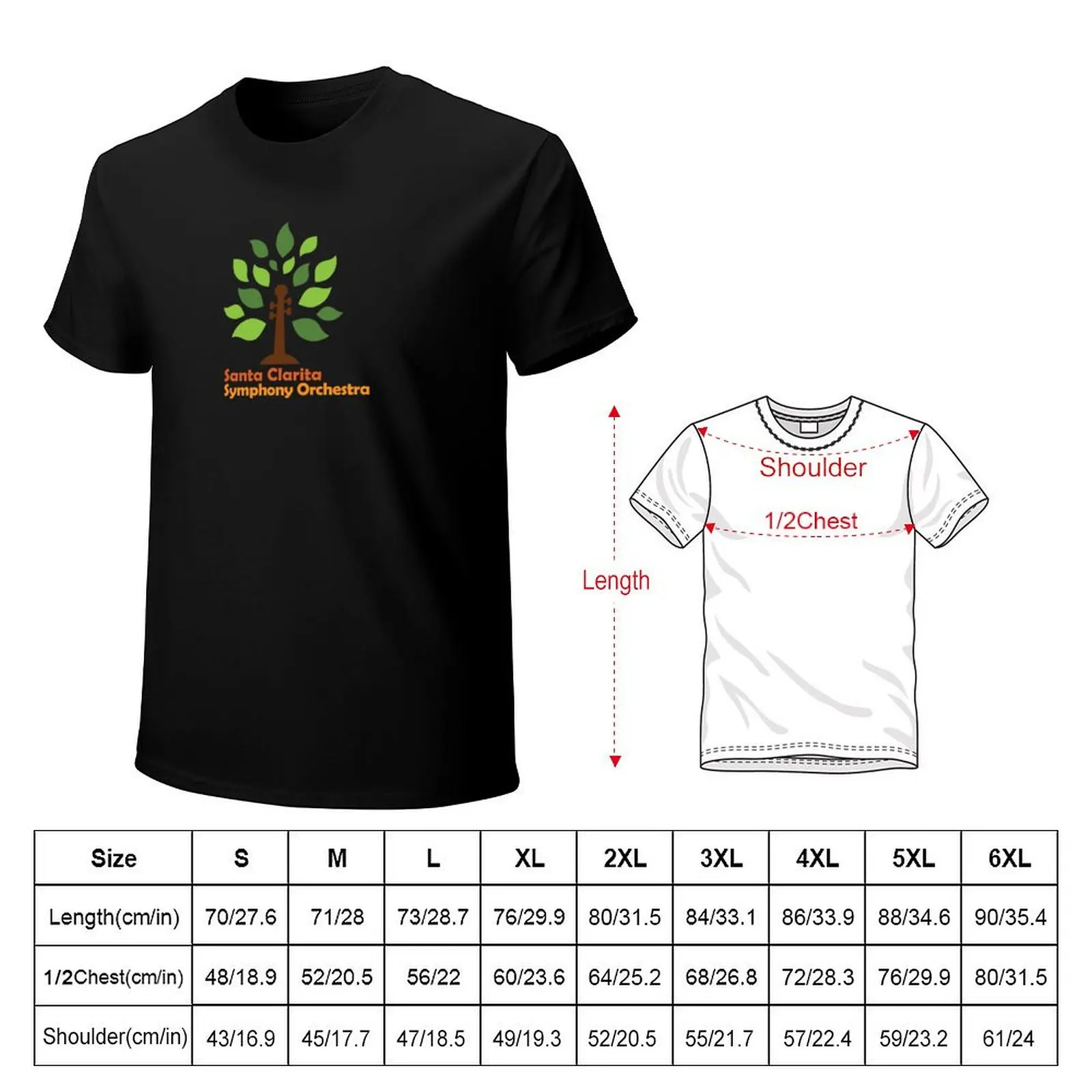 Santa Clarita Symphony Orchestra logo with scroll tree in orange and red T-Shirt Anti-Wrinkle Short Sleeve T-Shirt
