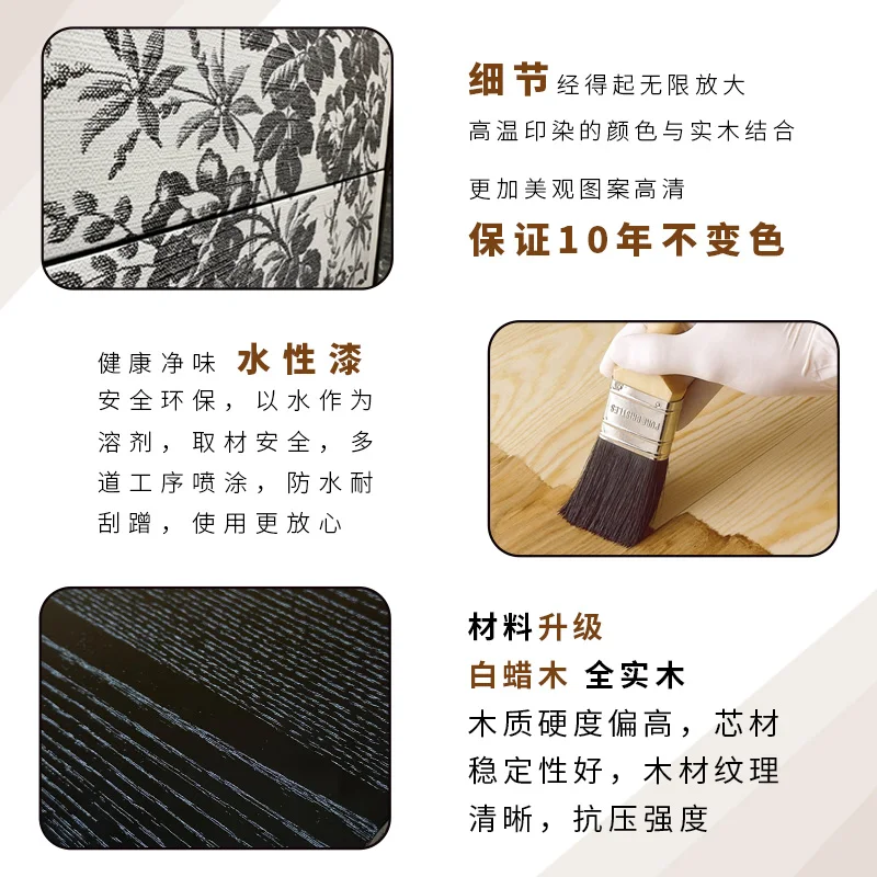 北欧風の牧歌的な塗装を施した無垢材のワードローブ、両開きの寝室用ワードローブ