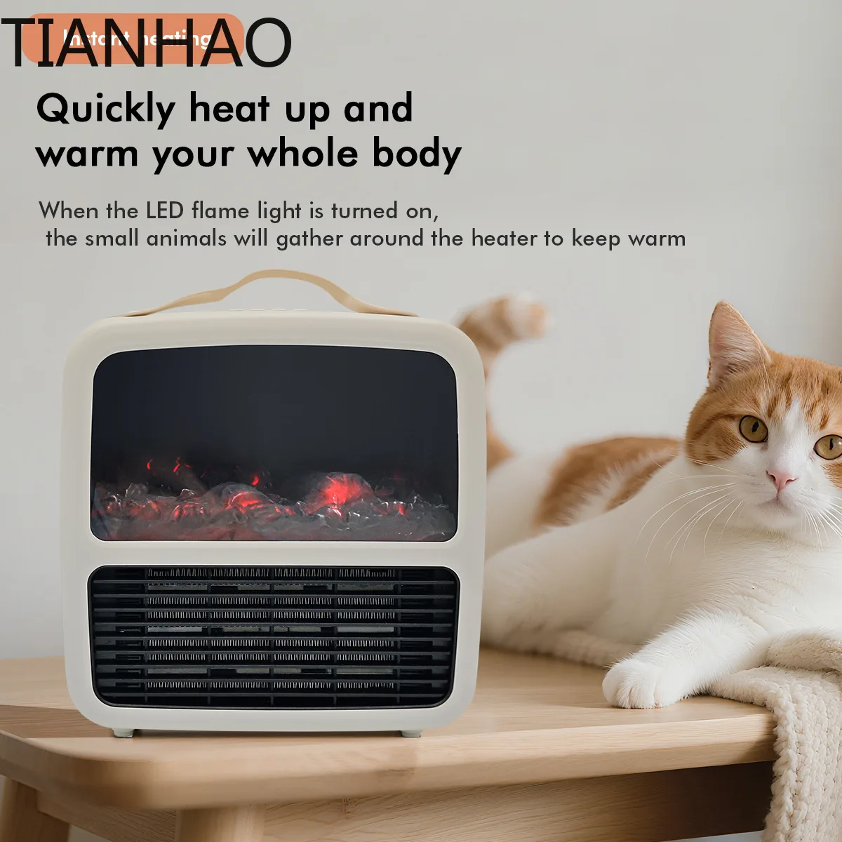 New Portable electric 3D dynamic flame heater household instant heater desktop pet intelligent heater