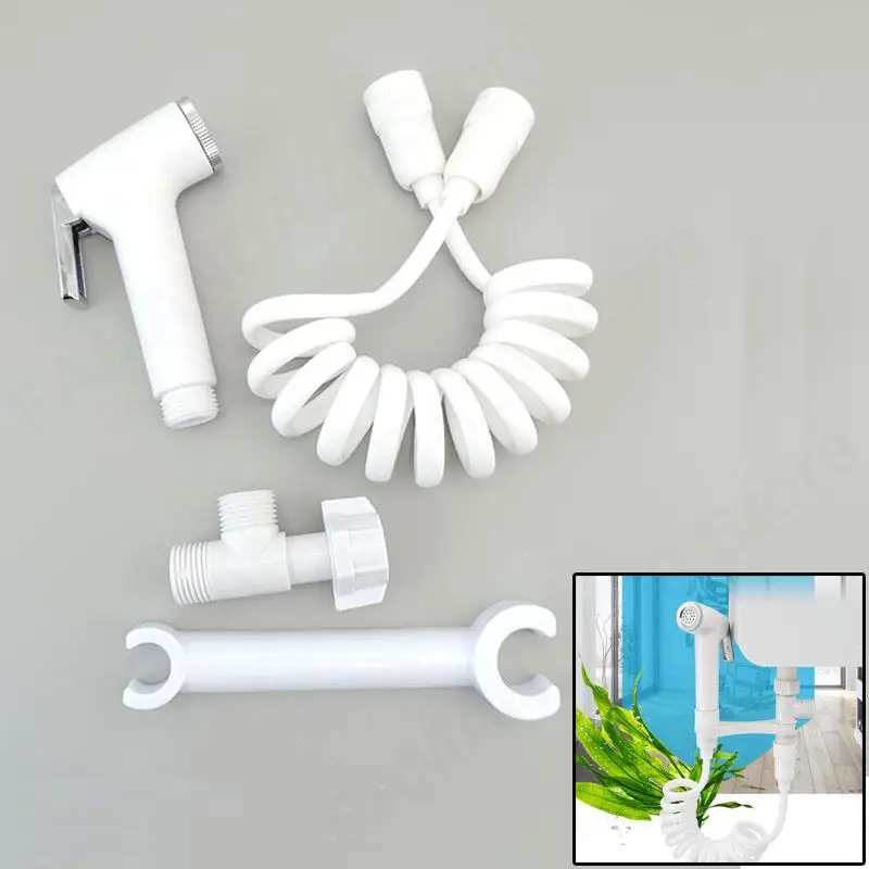Bathroom hand Toilet Spray Bidet ABS shower head faucet spring Hose tank holder ass anal douche self Cleaner set m20