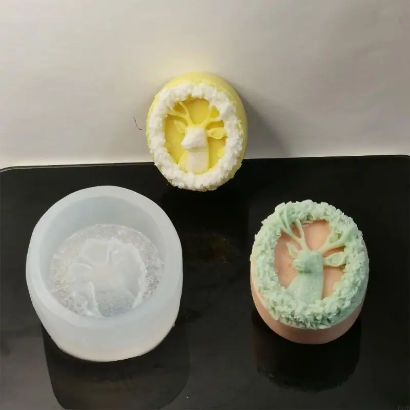 F19B Silicone Soap Molds Chritsmas Deer Wreath DIY Craft Handmade Soap Moulds Moulds Hand-Making Soap Supplies
