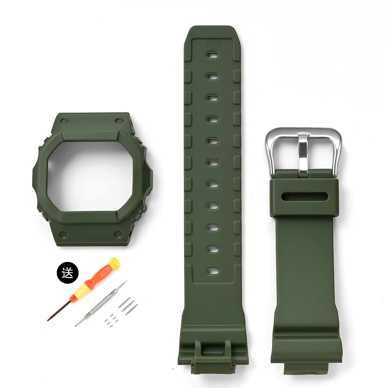 Para Casio G-Shock DW-5030/GLX-5600/GW-M5610 correa de reloj modificada funda protectora bisel de resina Kit de repuesto pulsera herramienta