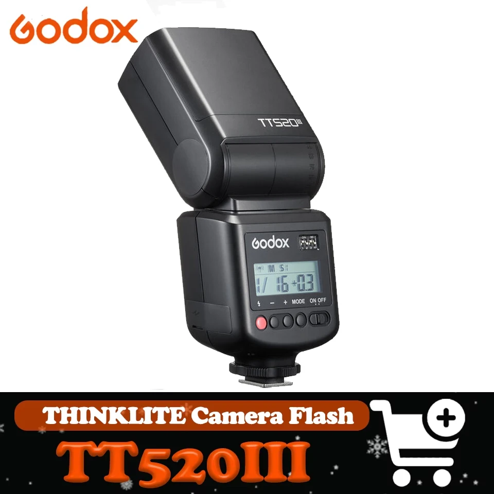 Вспышка Godox TT520III THINKLITE для камеры со встроенным беспроводным приемником 433 МГц, время перезарядки 1,8 с, для видеостудии