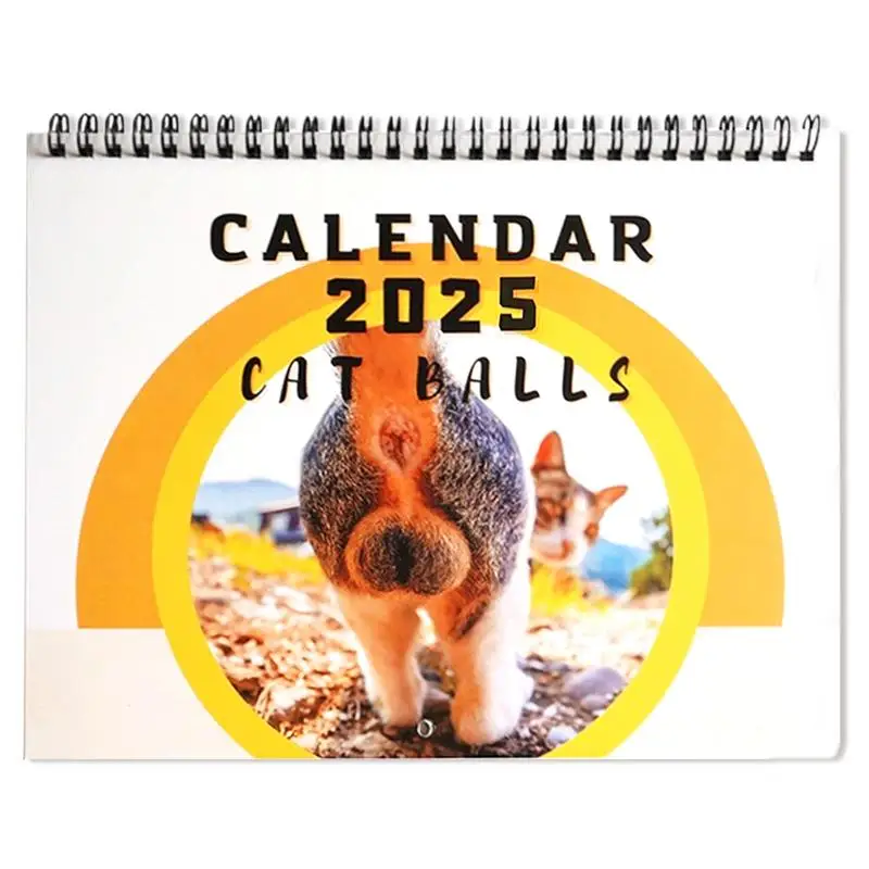 Funny Cat Butt Monthly Calendar 2025 Cat Balls Organizing Calendar Home Decoration Hangable Schedule Planner For Home School