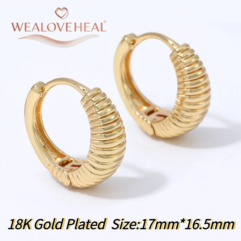 18K vergoldete Messing-Ohrringe mit flachem Band für Damen, einreihige Zirkonia-Creolen, hochglanzpoliert, für den Alltag und Partys, Schmuckgeschenk – Detail 37