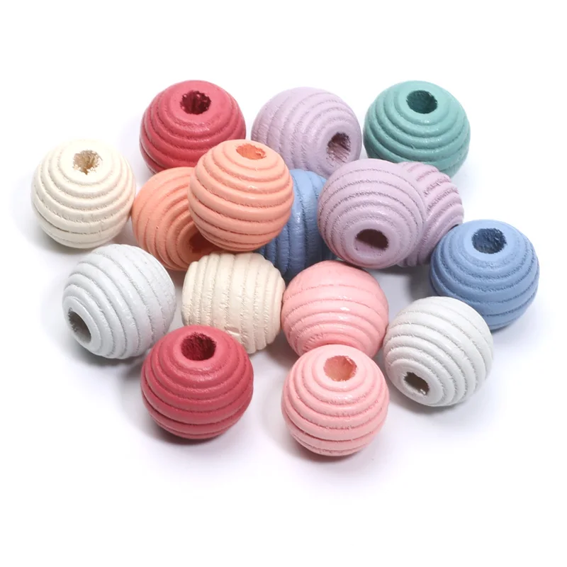 Wood Spacer Beads 14/20mm Thread Round Ball Wooden Beads Necklace Bracelets Charm For Jewelry Making DIY Handicrafts Accessories