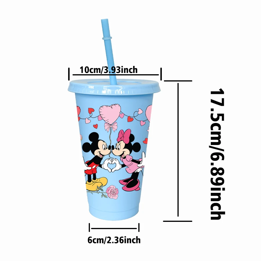 12 szt./opak. Kubki plastikowe z nadrukiem Disneya Myszka Miki i Minnie, 770 ml, kolorowe, na przyjęcia urodzinowe, do napojów, soków, kawy
