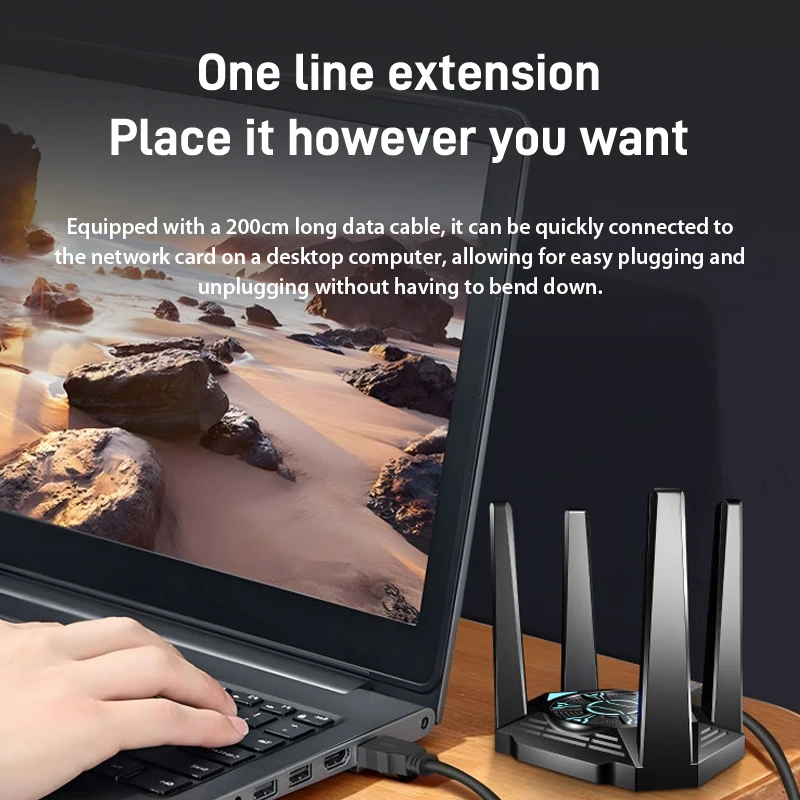 WALRAM 3000Mbps WiFi 6E USB WIFI6e Adapter USB3.0 BT 5.2 Dual Band 2.4Ghz/5.8GHZ WiFi Network Card Receiver Dongle For Win10/11