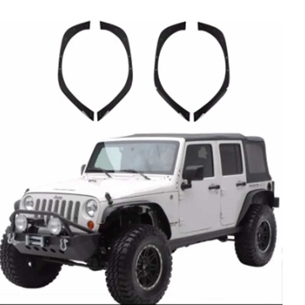 Black 4PCS Steel Flat Style Fender Flares For Jeep For Wrangler JK 2007-2017 J064