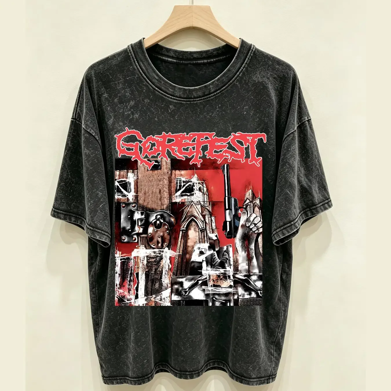 washed T Shirt Gorefest False Cotton For men Women All Size S 4XL YA190 long or short sleeves vintage Washed Casual