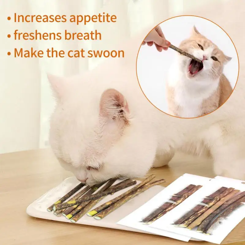 100pcs/lot Natural Matatabi Pet Cat Snacks Sticks Cleaning Tooth Catnip Cat Toys Actinidia Silvervine Pet Toy For Cats