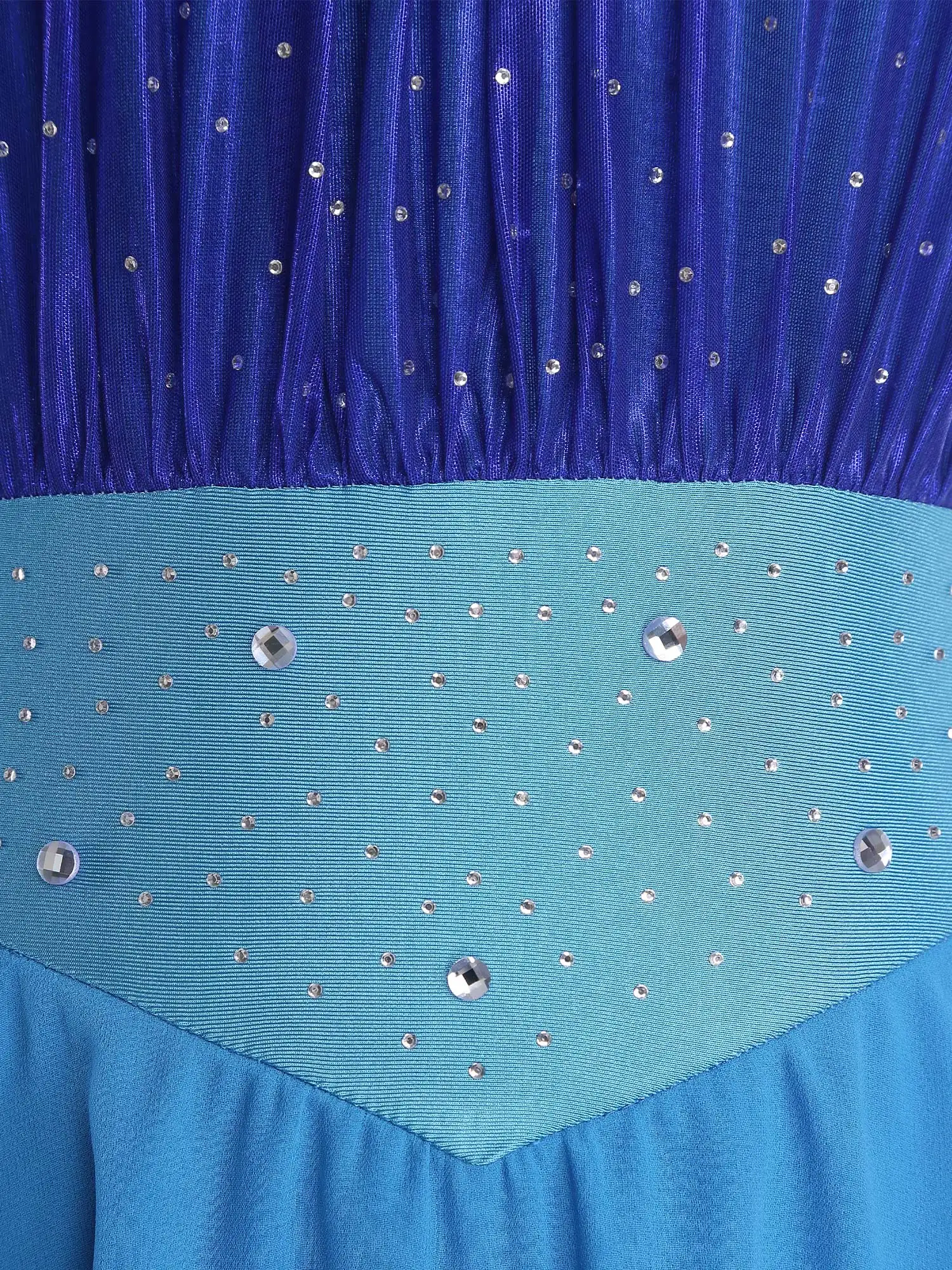 فستان رقص غنائي نسائي مكشكش معدني من حجر الراين لأداء الباليه ومنافسة التزلج على الجليد #5