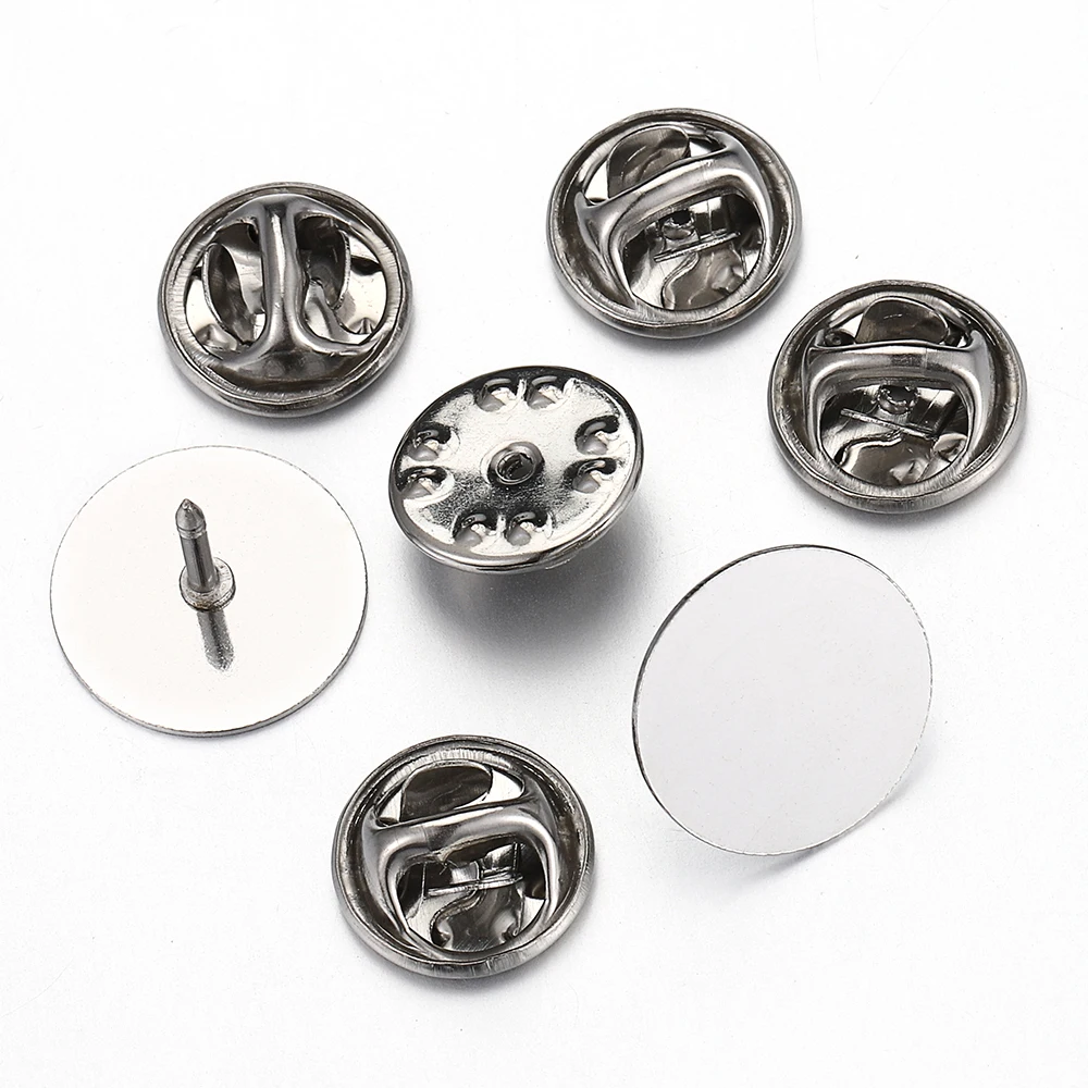 10 PS Stainless Steel Butterfly Hat Tack Set Brooch Flat Pin Base Cabochon Cufflinks Tie Pins DIY Jewelry Making Supplies Crafts