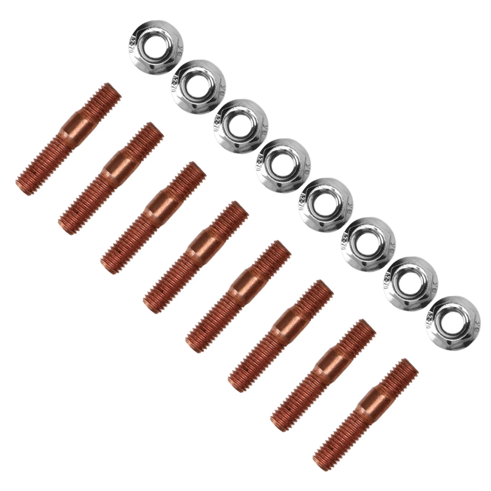 8-teiliges M8 1,25 Gewinde-Turbo-Bolzenset, 8mm Metall-Legierung Hochdruckbeständige Auspuffkrümmer-Bolzen und -Muttern
