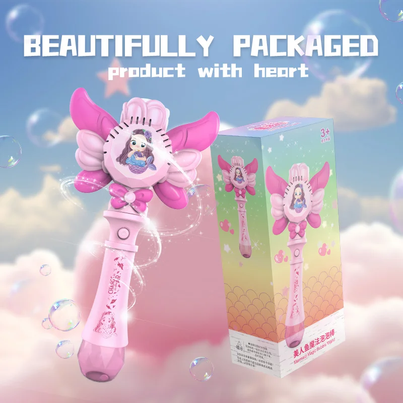 Różdżka do robienia baniek Myśliwka, ręczna maszyna do baniek z światłem i muzyką, prezent dla dziewczynki, dla dzieci