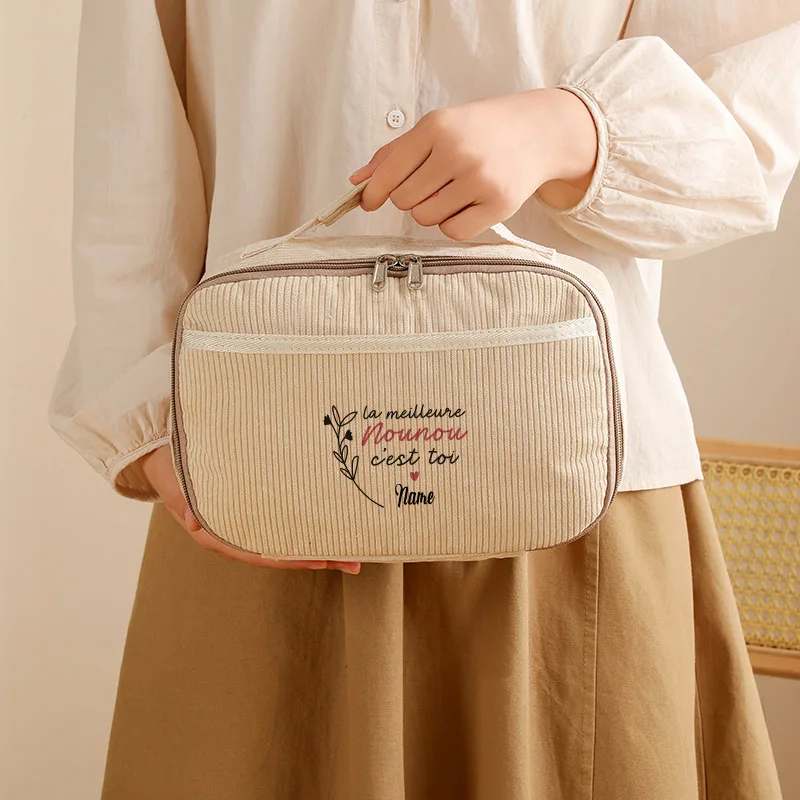 

Вельветовая сумка для обеда с индивидуальным именем, ланч-бокс для хранения, многофункциональная детская школьная сумка-холодильник, сумка для еды для пикника, Loncheras