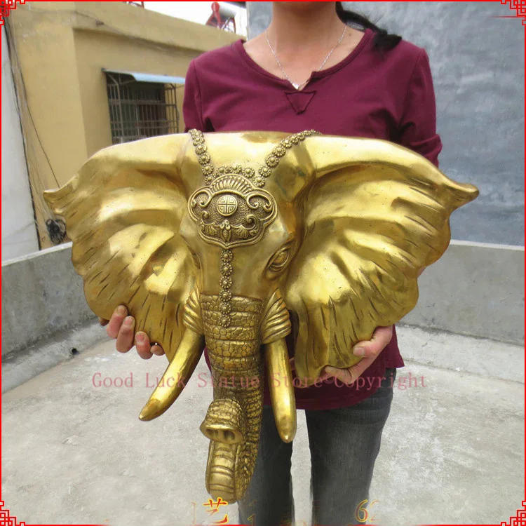 55CM large HOME OFFICE Porch lobby efficacious Mascot thriving business copper Auspicious fortune Elephant FENG SHUI statue