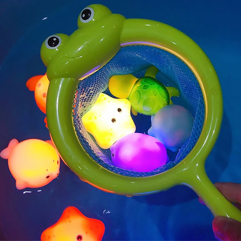 Soft Rubber Float Induction Luminous Frogs for Kids Baby Bath Toy Cute Animals Swimming Water LED Light Up Toys Play Funny Gifts