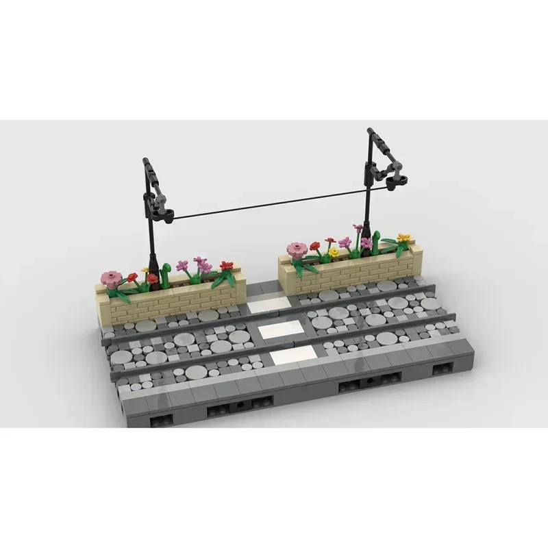 وحدات الترام المسارات مستقيم القياسية عرض الشارع نموذج Moc اللبنات التكنولوجيا وحدات الطوب لتقوم بها بنفسك تجميع لعبة الهدايا