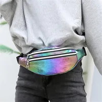 DX Holographic Fanny Pack Hologram Waist Bag Laser Beach Travel Banana Hip Bum Zip Waist Bags Women Belt Bag For Girls 3