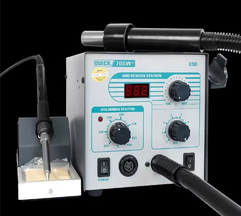 

exquisite craftsmanship 220V/110V Quick 706W+ 2 in 1 Hot Air SMD Rework Station Soldering Station for Mobile Repair