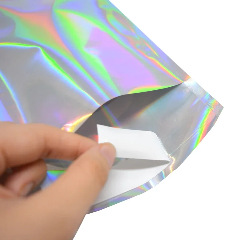 

100pcs Laser Self Sealing Plastic Envelopes Mailing Storage Bags Holographic Gift Jewelry Poly Adhesive Courier Packaging Bags