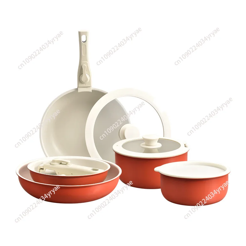 Removable kitchen utensils universal frying 5-piece wok non-stick set pan