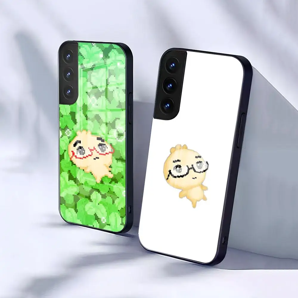 G-Glasses Dumpling Phone Case For Samsung S26 S25 S24 FE S23 S22 S21 Plus S20 Ultra Note20Ultra Black Glass Cover