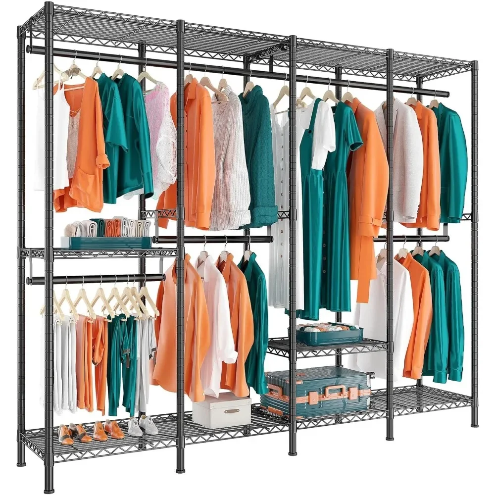 

Clothing Rack, 1150LBS Heavy Duty Clothes Rack 5 Hanging Rods for 200+ Clothes Freestanding Closet Multi-Functional Wardrobe