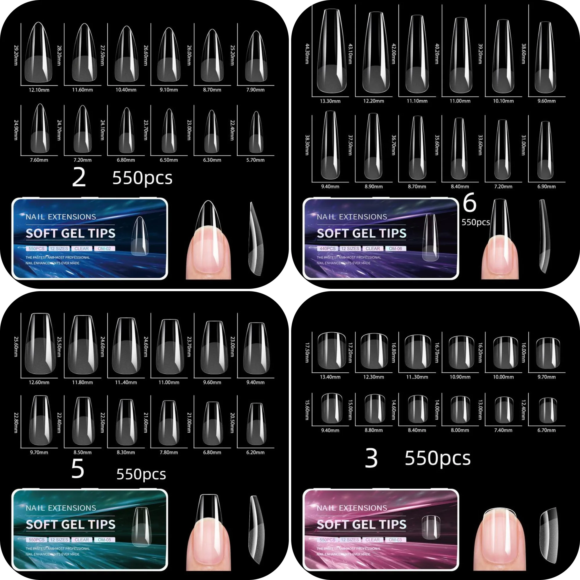 

550pcs Ultrathin Semi-matte Fake Nails NO Polishing Press On False Nails Medium Short Design Nail Tips DIY Fake Nail Extension