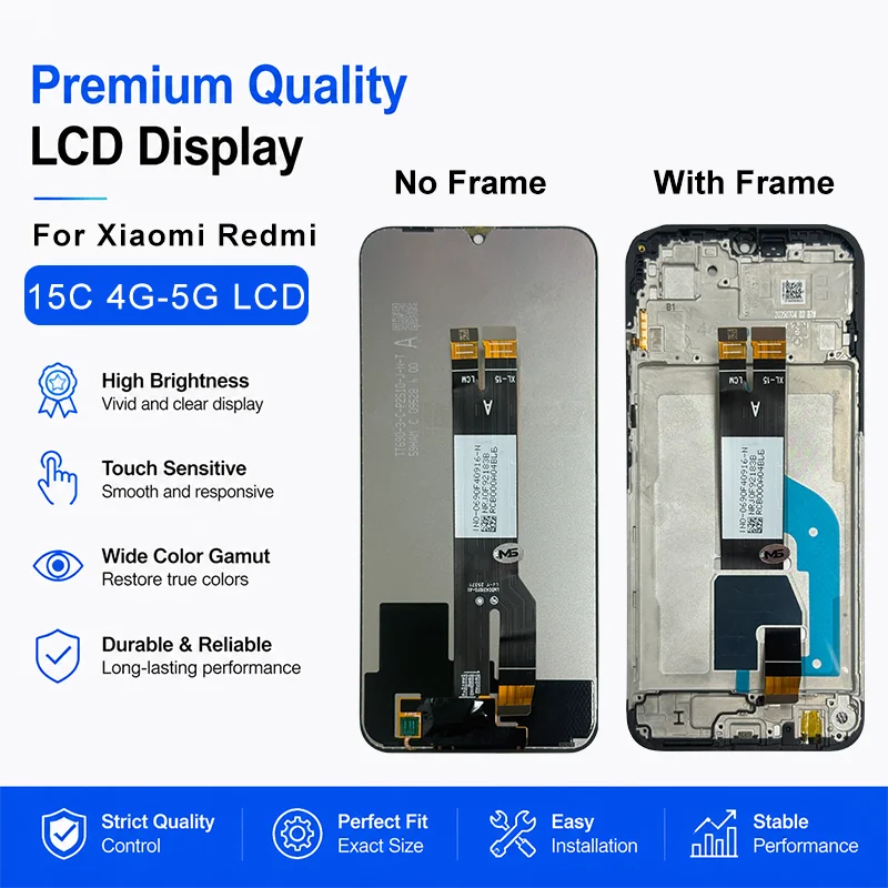 IPS For Xiaomi Redmi 15C 4G LCD Redmi 15C 5G Display Touch Digitizer Assembly For Redmi 15C Eu Version Screen Replacement Parts