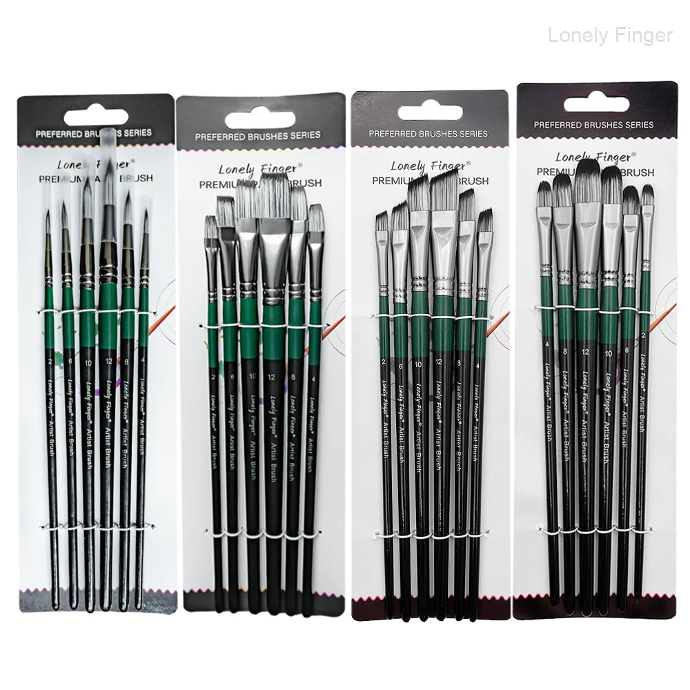 Acrylic Paint Brush Set,6/24pcs Nylon Hair Acrylic Painting Brush,Watercolor Rock Face Painting Brush, Artist Craft Brush Suppli