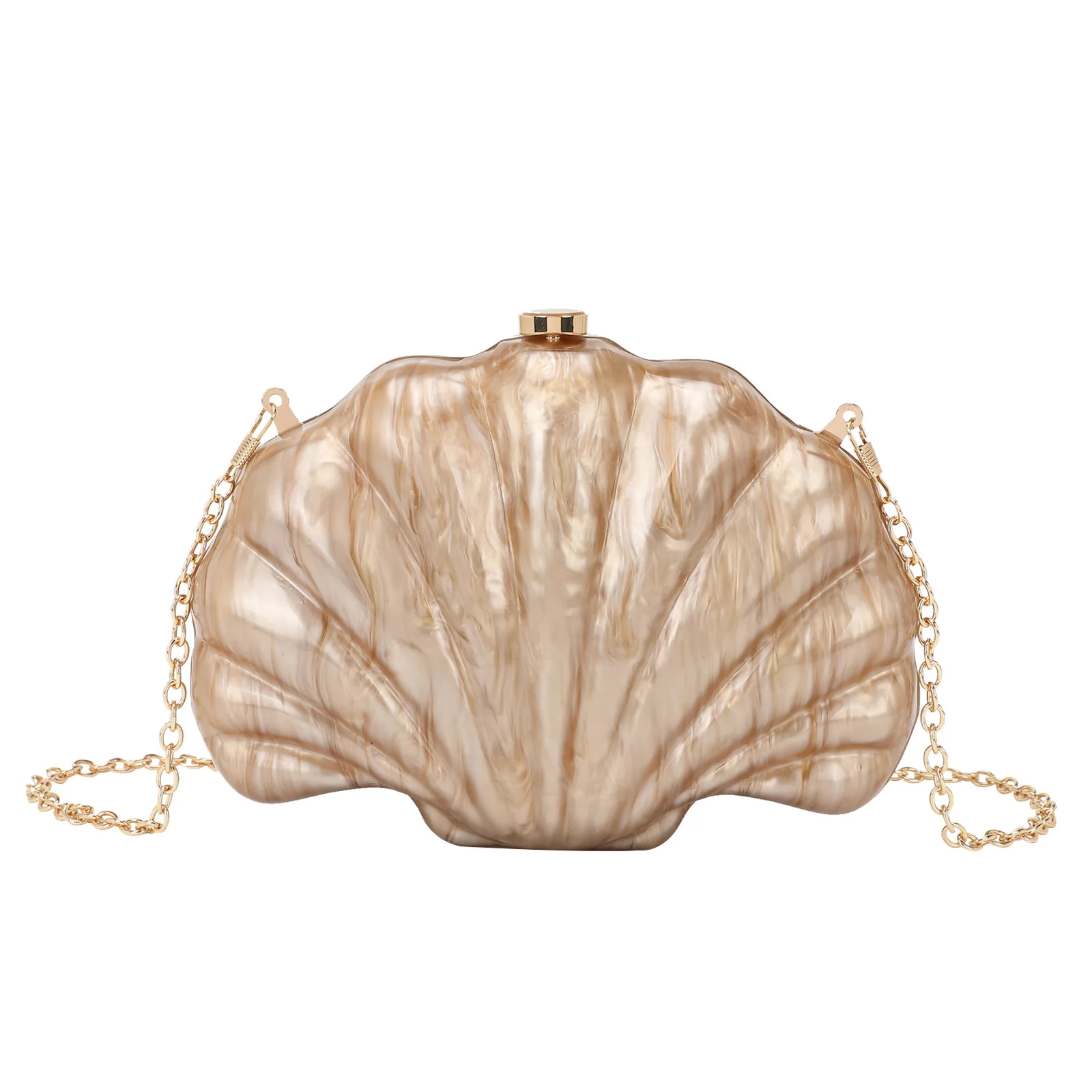 

Women's Shell-shaped Handbag with Natural Multi-colors, Ideal for Evening, Chain Design Handheld, Shoulder and Crossbody Ways