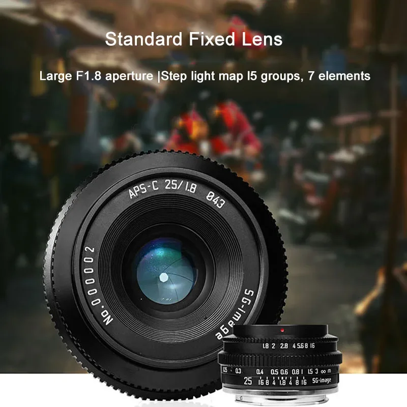 عدسة صورة ثابتة SGimage 25 مم F1.8 لكاميرات Sony E وFuji X وCanon RF/EF-M وM4/3 وNikon Z وLica/Sigma/Panasonic L Mount