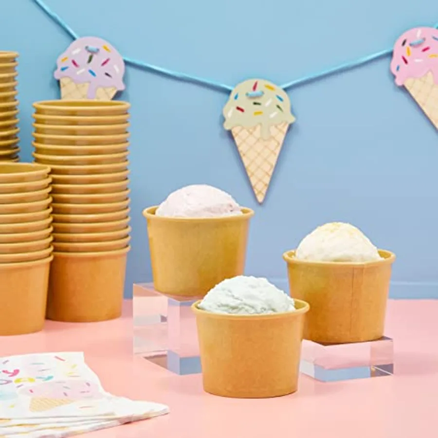 أكواب حلوى Juvale 5 أونصة بني فاتح 50 عدد كلاسيكي مقاوم للتسرب أكواب آيس كريم للاستعمال مرة واحدة أوعية حساء لحفلات الآيس كريم Su