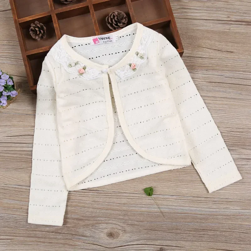 White Girl Cardigan Kids Spring Autumn Long Sleeve Cotton Sweater Girl For 1 2 3 4 6 8 10 11 Years Old  Girls Coat OMGosh