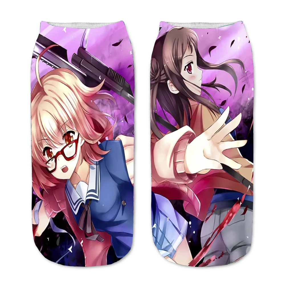 

Socks Anime Beyond the Boundary 3D Printed Cartoon Straight Socks Men Women Short Sock teenager Kawaii Party Ankle Cute Sock